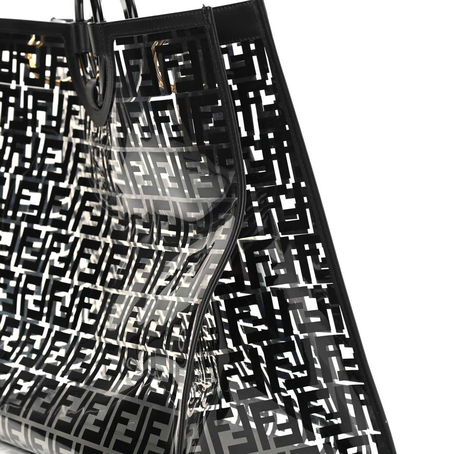 TPU FF Vitello Century Plexiglass Large Runaway Shopper Tote Black