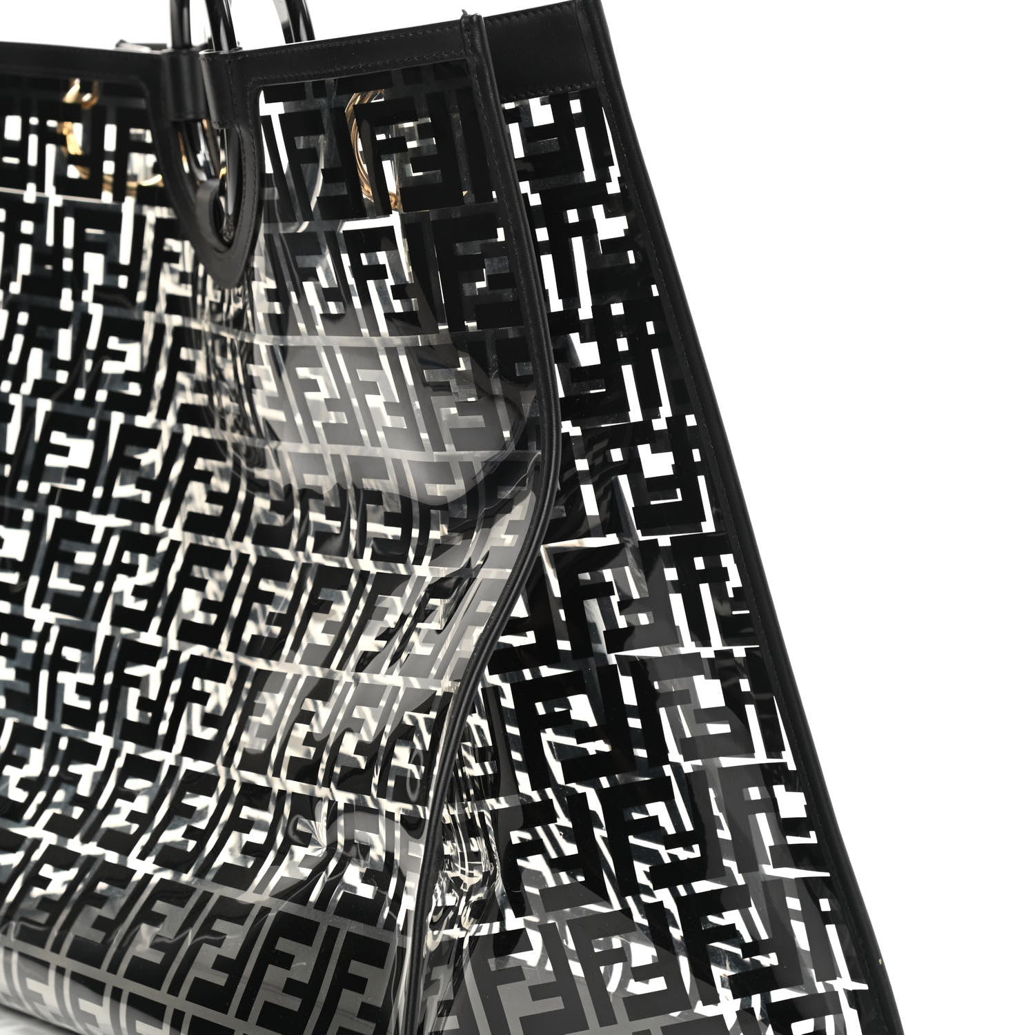 Fendi TPU FF Vitello Century Plexiglass Large Runaway Shopper Tote Black 14 of 14