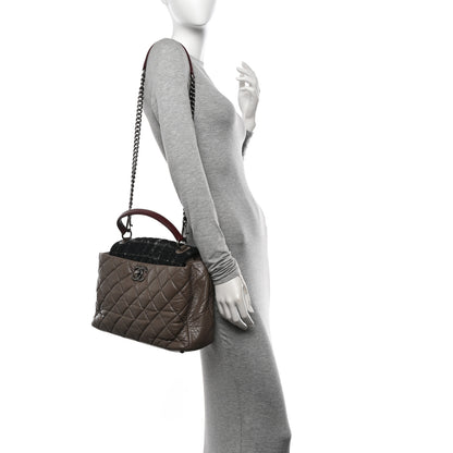 Chanel Aged Calfskin Tweed Large Quilted Portobello Tote Grey 2 of 10