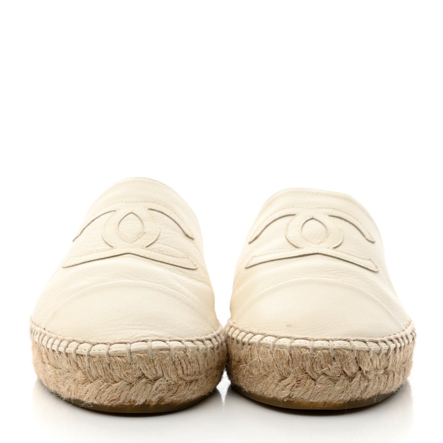 Calfskin CC Espadrille Mules 38 White