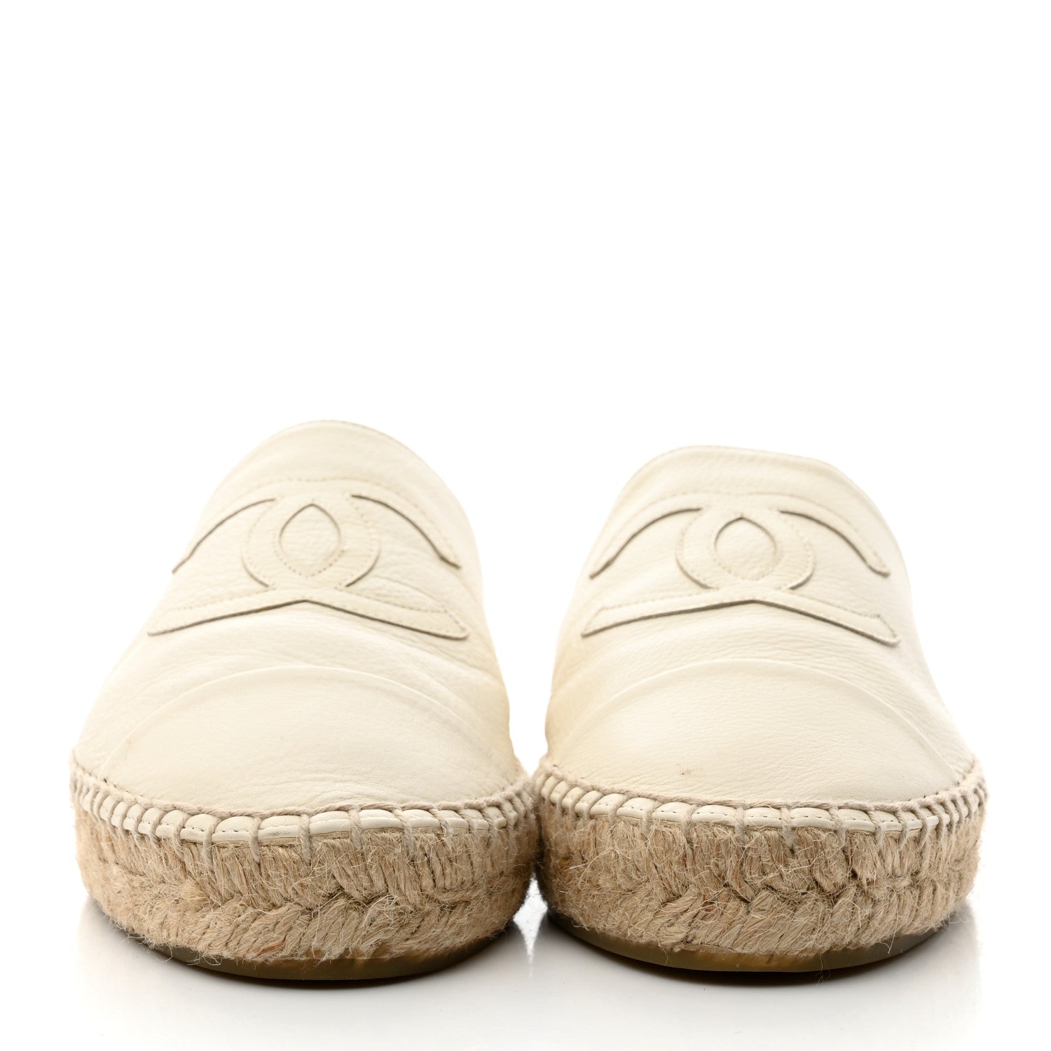 Chanel Calfskin CC Espadrille Mules 38 White 2 of 10