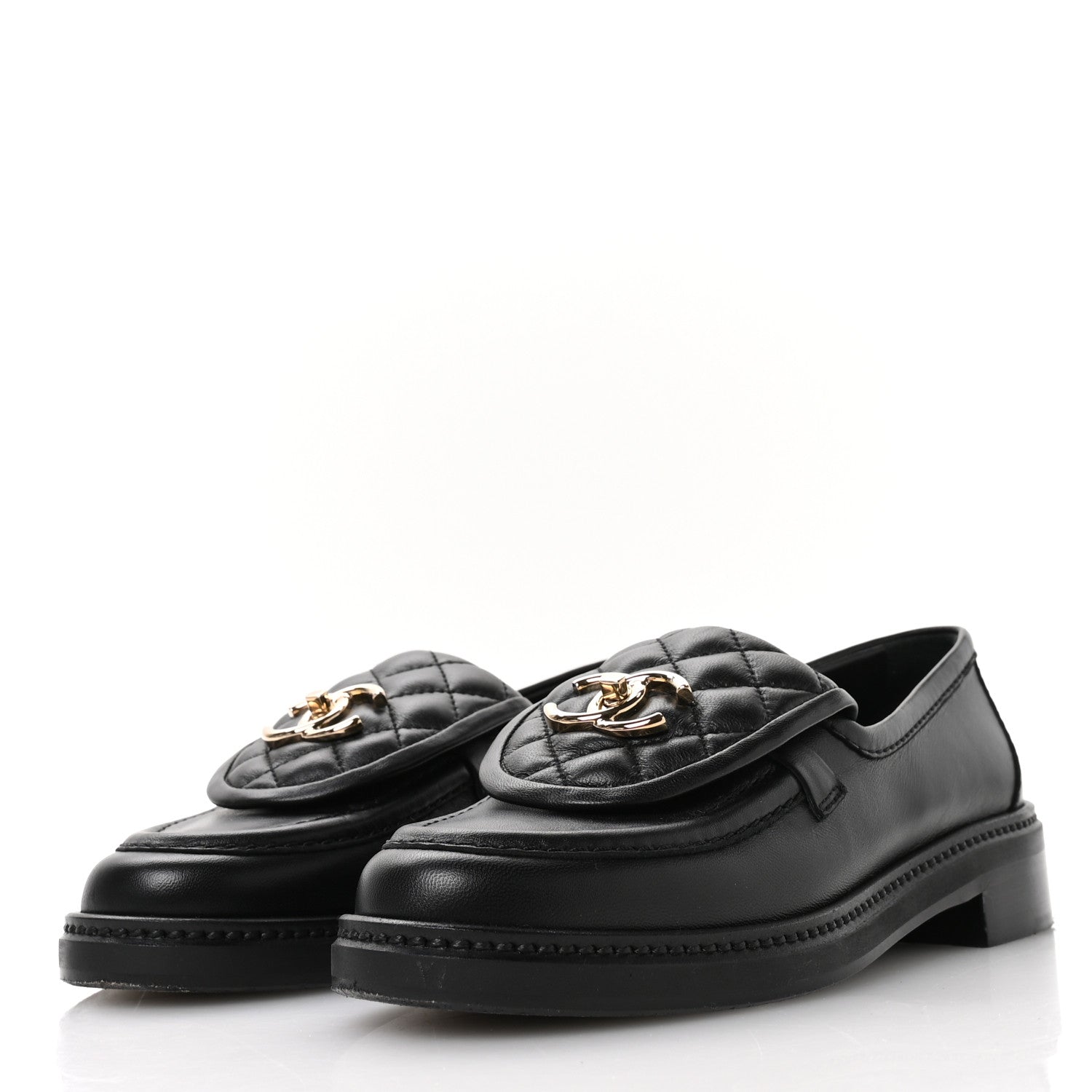 Chanel Lambskin Quilted CC Turnlock Loafers 36 Black 4 of 8