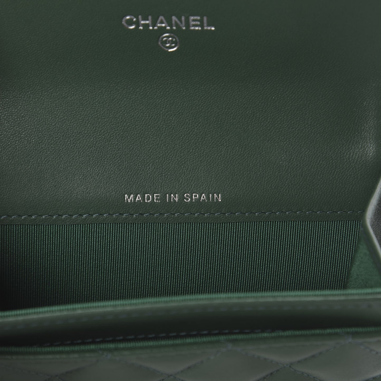 Lambskin Quilted Flap Card Holder Wallet Green