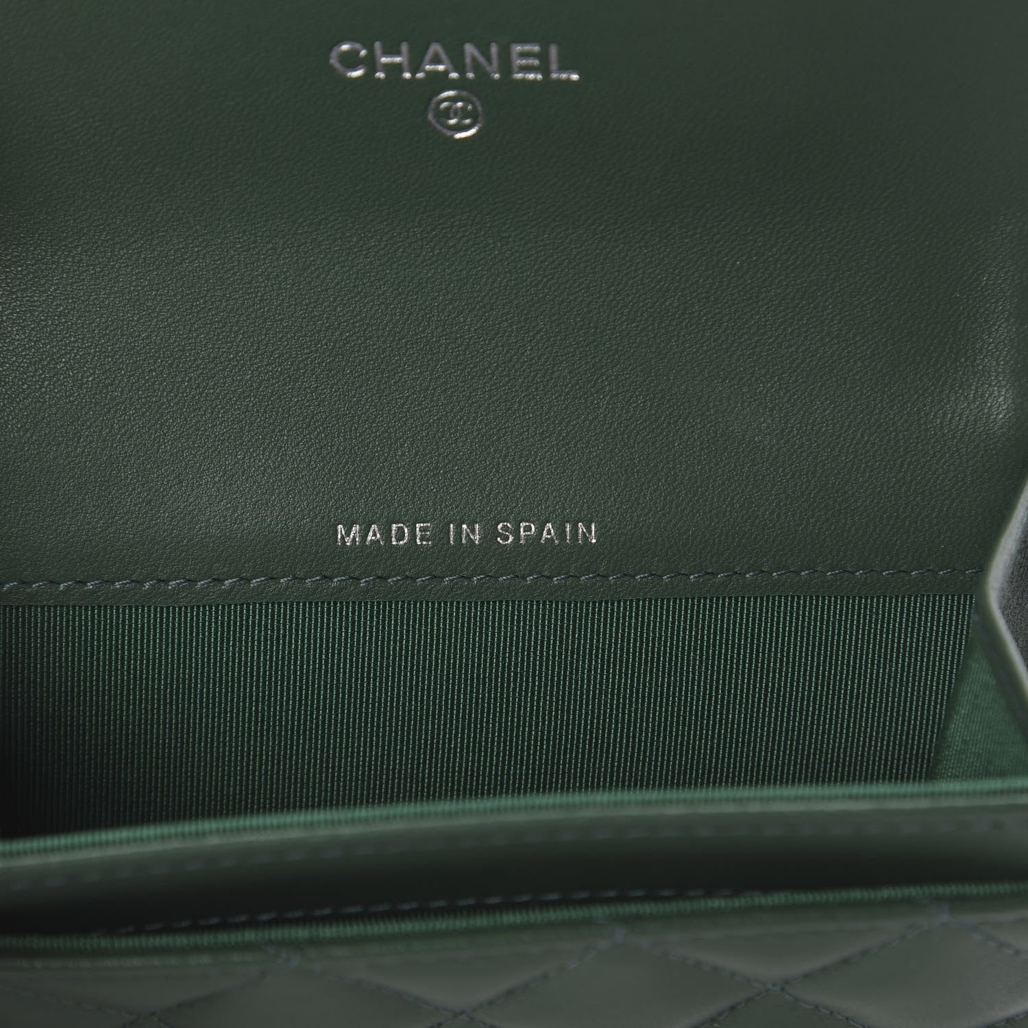 Chanel Lambskin Quilted Flap Card Holder Wallet Green 6 of 7