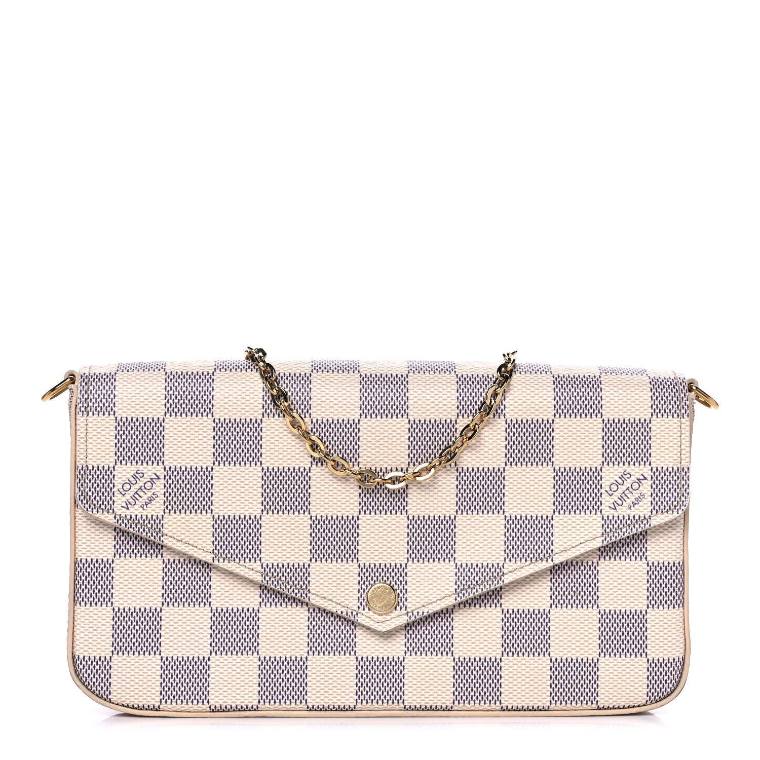 Louis Vuitton Damier Azur Pochette Felicie Chain Wallet Rose Ballerine 1 of 16