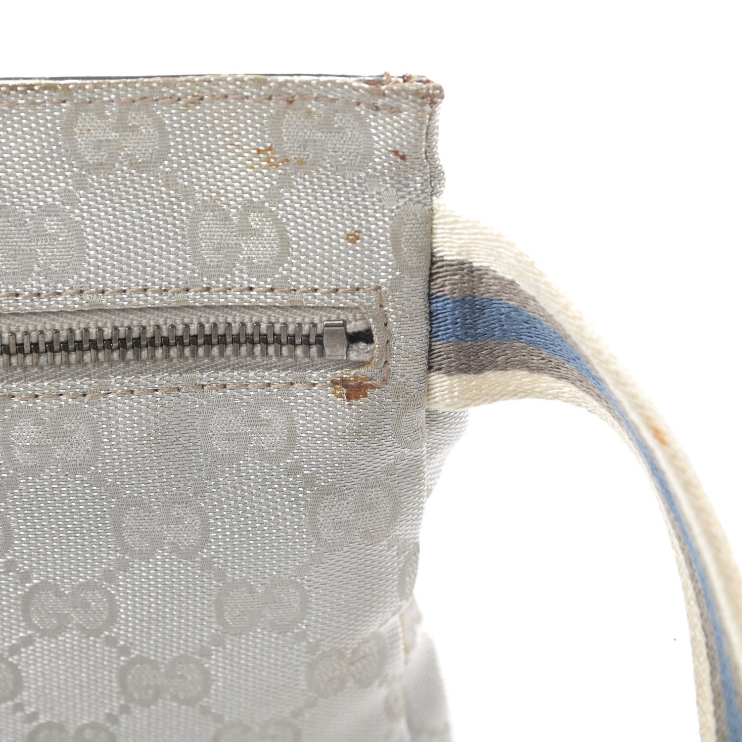 Gucci GG Monogram Web Double Pocket Belt Bag Silver 14 of 17