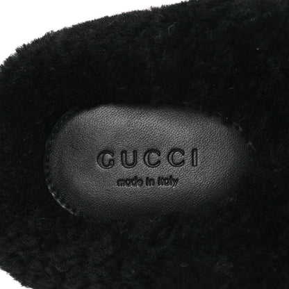 Gucci Shearling Womens Eileen Slide Sandals 37 Black Butterscotch 9 of 11
