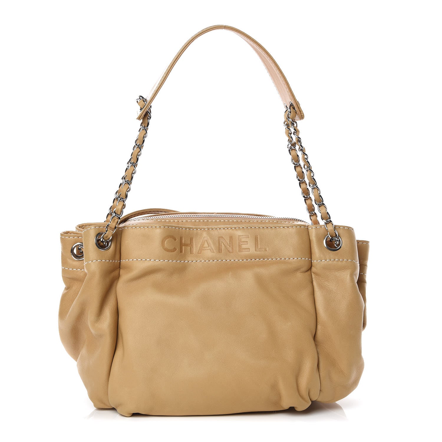 Chanel Lambskin Lax Accordion Hobo Beige 1 of 15