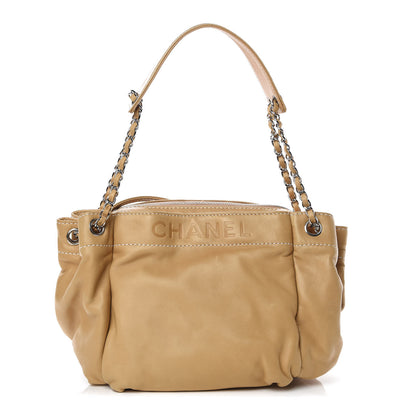 Chanel Lambskin Lax Accordion Hobo Beige 1 of 15