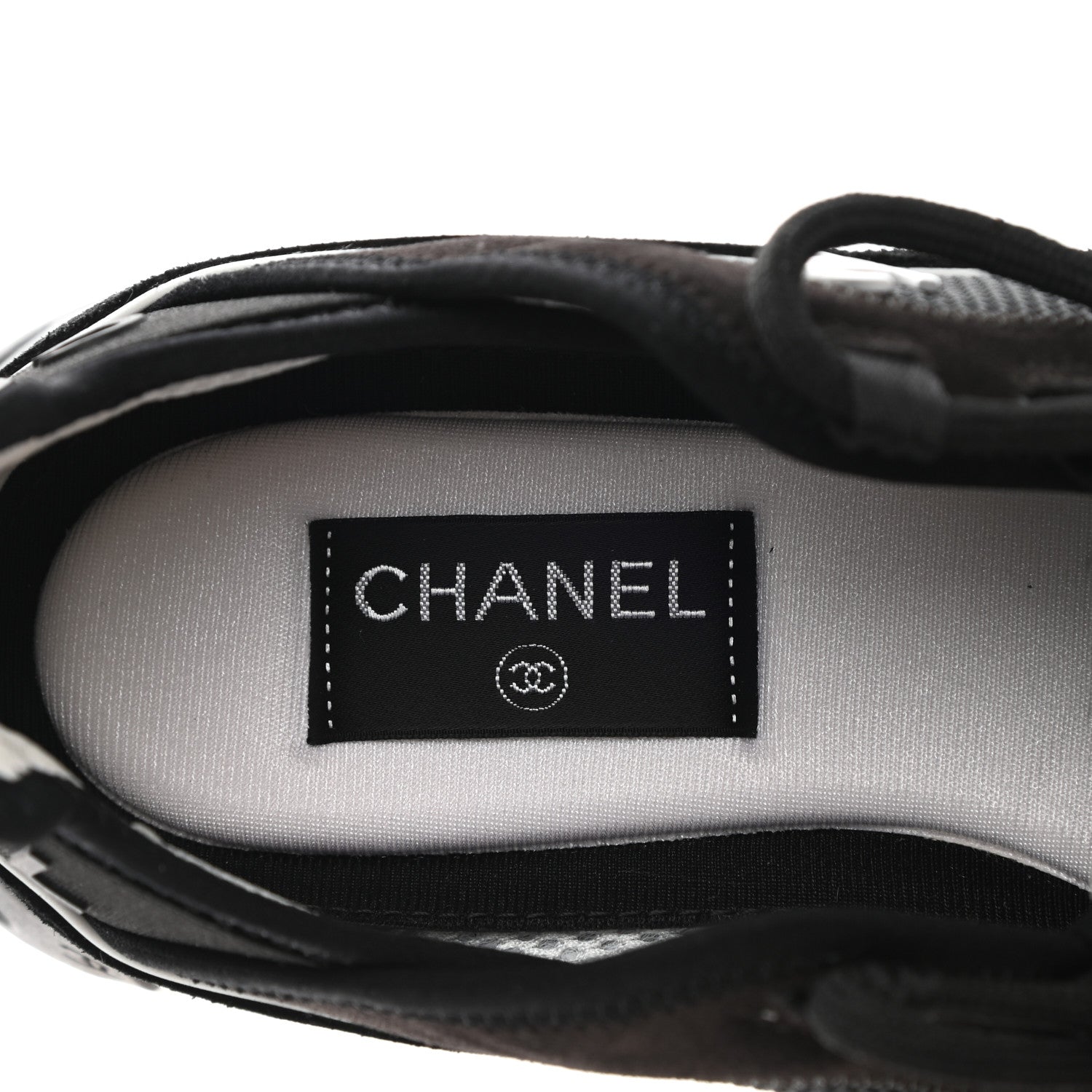 Chanel Fabric Suede CC Sneakers 39.5 Black Dark Grey 7 of 9
