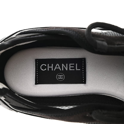 Chanel Fabric Suede CC Sneakers 39.5 Black Dark Grey 7 of 9