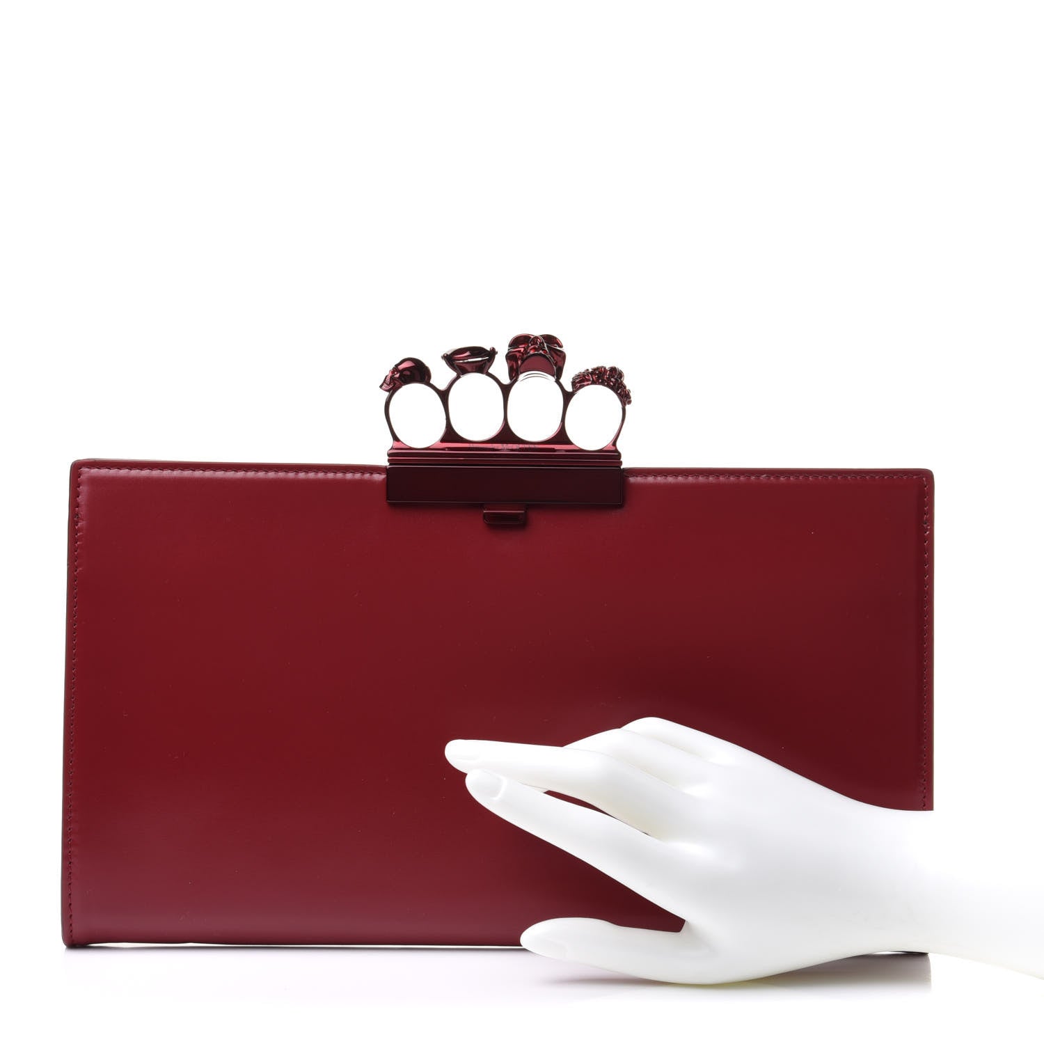 Alexander McQueen Calfskin Knuckle Flat Clutch Oxblood 2 of 10