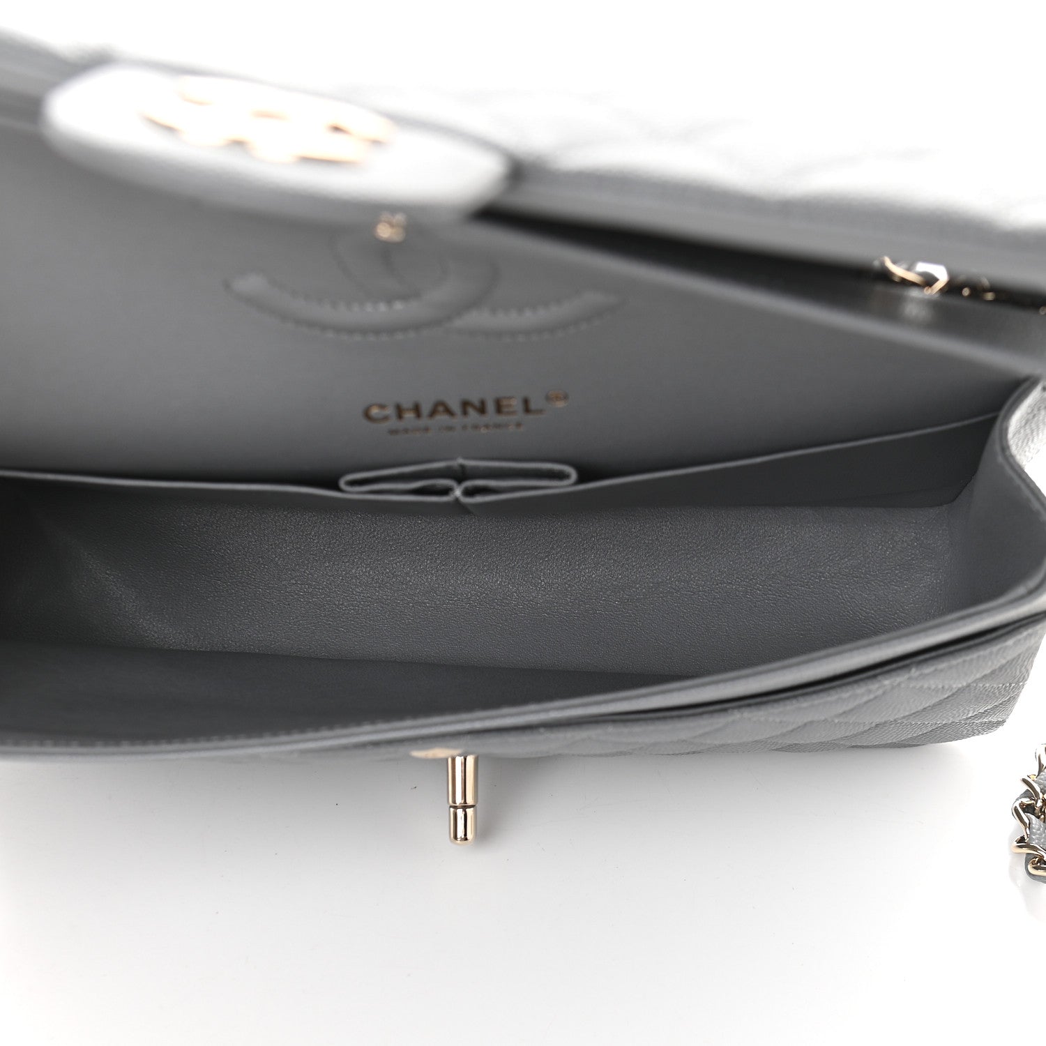 Chanel Caviar Quilted Medium Double Flap Grey 5 of 9
