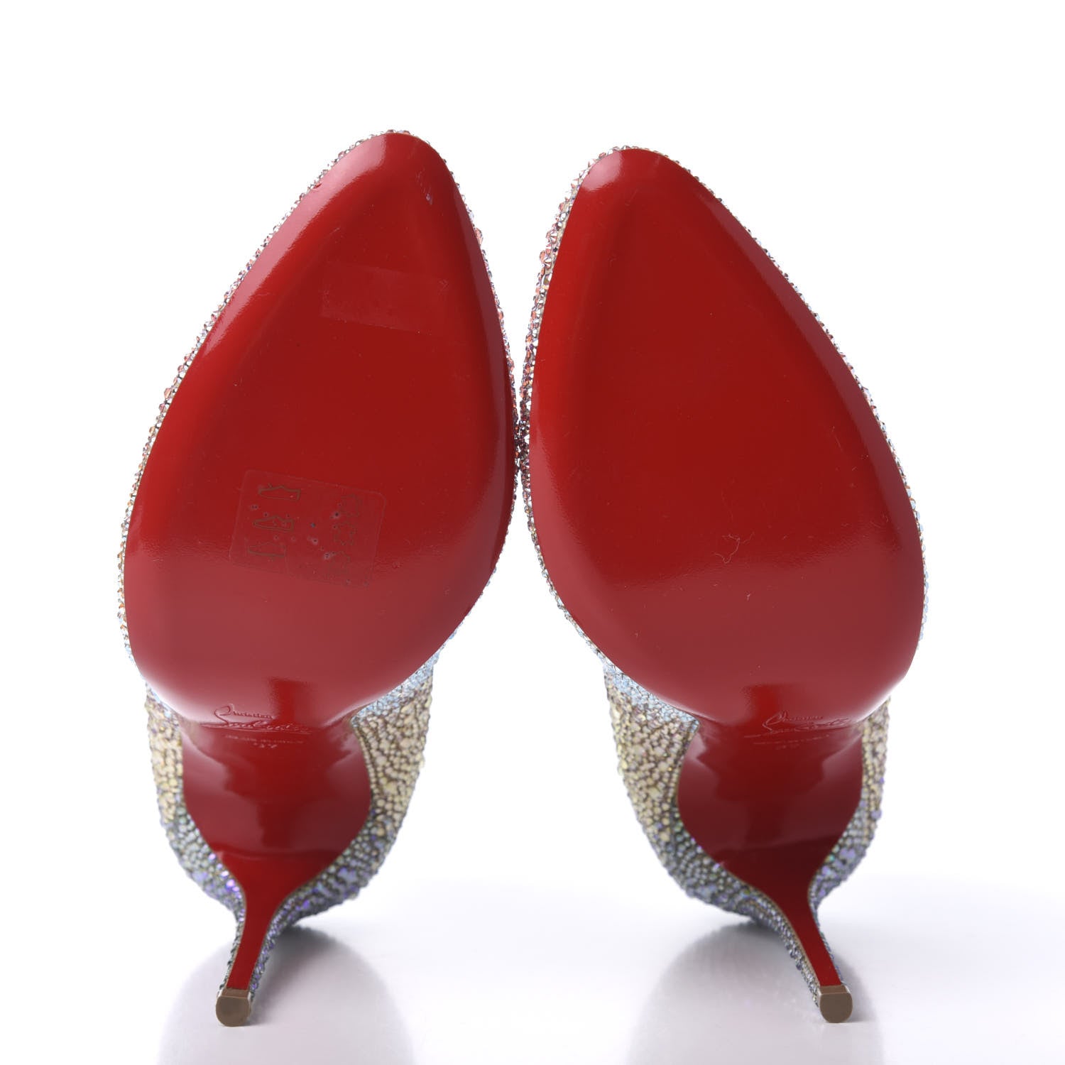 Christian Louboutin Suede Metallic Strass Degrade Eloise 100 Pumps 37 Platine 5 of 8