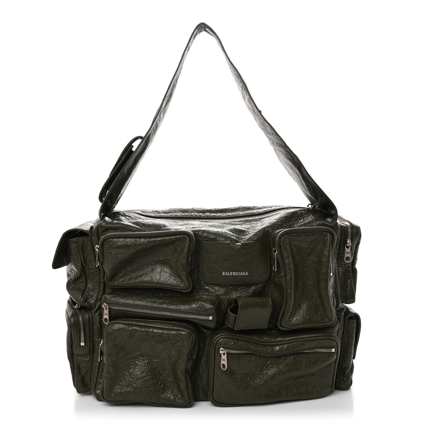 Balenciaga Agneau Arena Superbusy Large Sling Zip Shoulder Bag Khaki 1 of 10