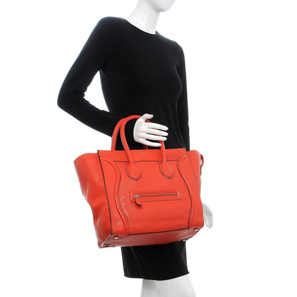 Celine Drummed Calfskin Mini Luggage Vermillion 2 of 12