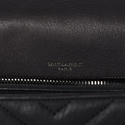 Saint Laurent Sheepskin Matelasse Chevron Monogram Medium College Bag Asphalt 6 of 12