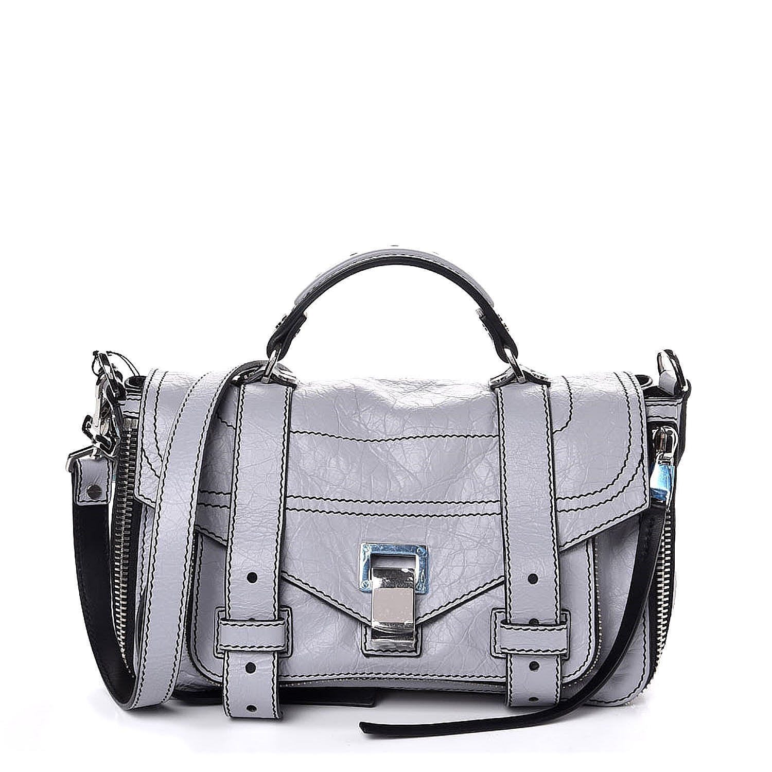 Proenza Schouler Paper Lambskin Tiny PS1 Plus Zip Satchel Dove Grey 1 of 7