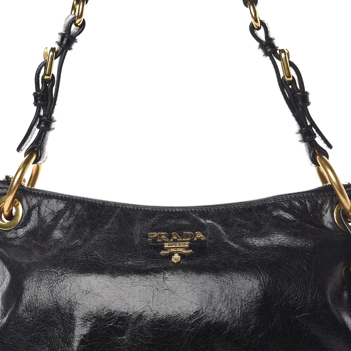 Vitello Shine Shoulder Bag Black