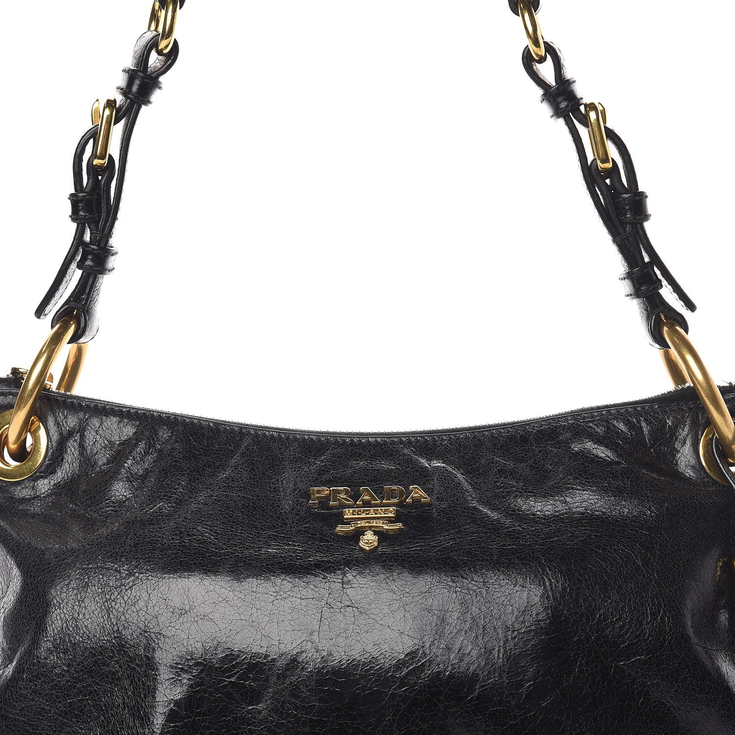 Prada Vitello Shine Shoulder Bag Black 10 of 10