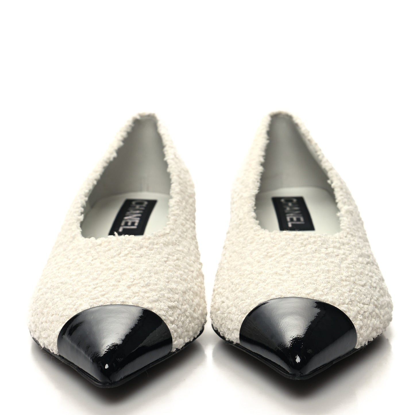 Tweed Patent Calfskin Pumps 38 White Black