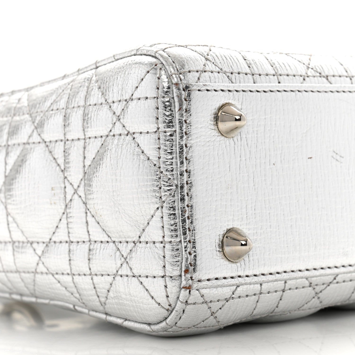 Christian Dior Metallic Grained Calfskin Cannage Small Lucky Badges My Lady Dior Silver 9 of 14