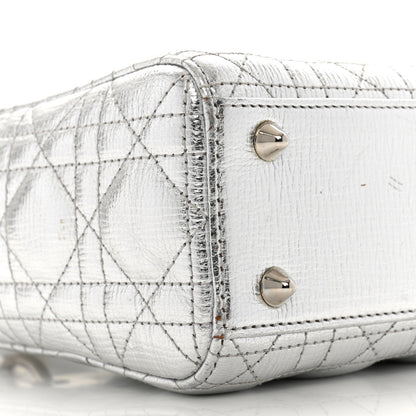 Christian Dior Metallic Grained Calfskin Cannage Small Lucky Badges My Lady Dior Silver 9 of 14