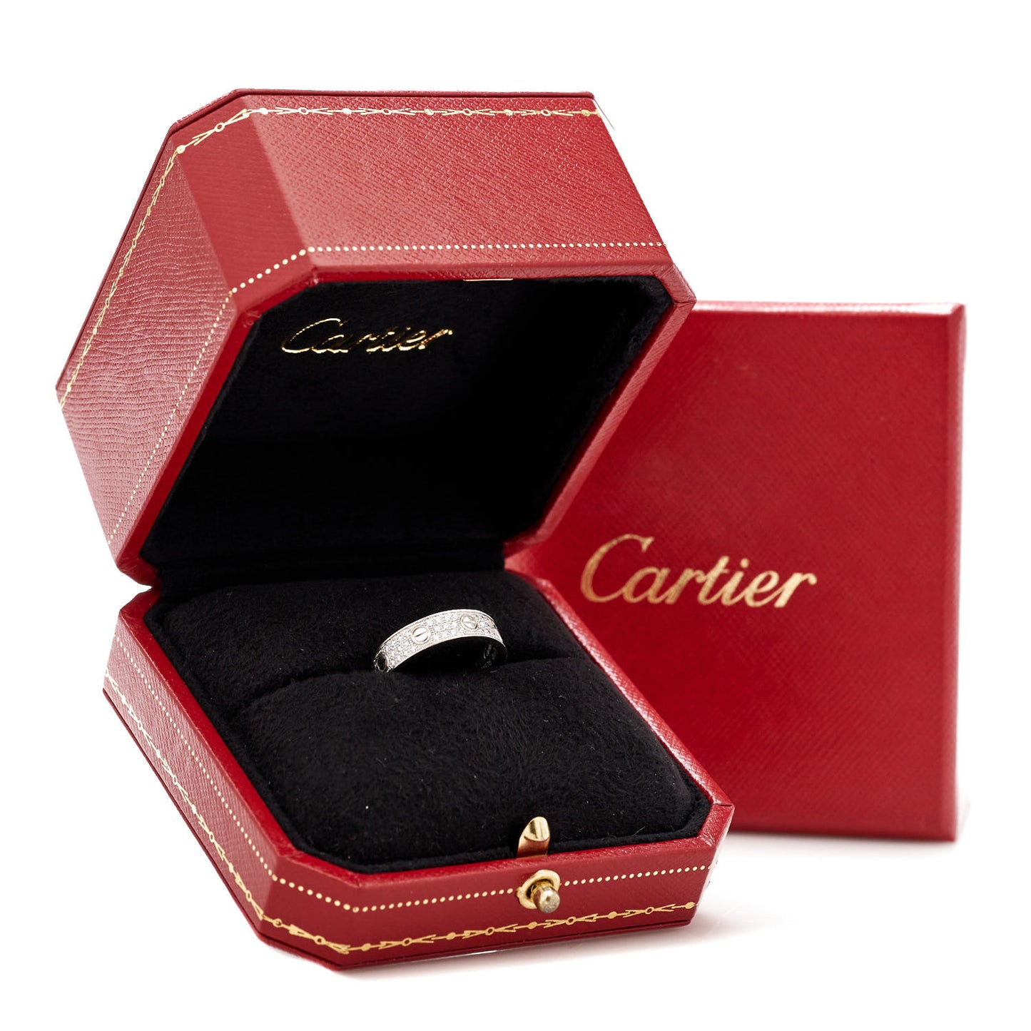 18K White Gold Diamond 4mm LOVE Wedding Paved Band Ring 53 6.5