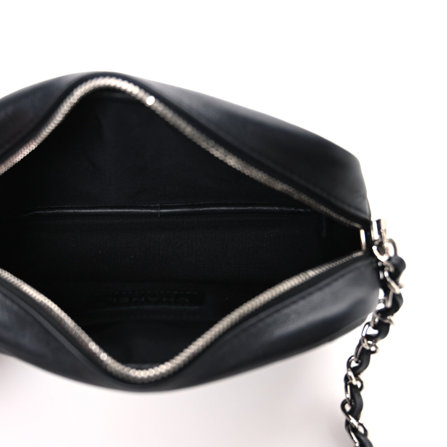 Chanel Calfskin Diagonal Chevron Quilted Tassel Camera Case Black 5 of 10