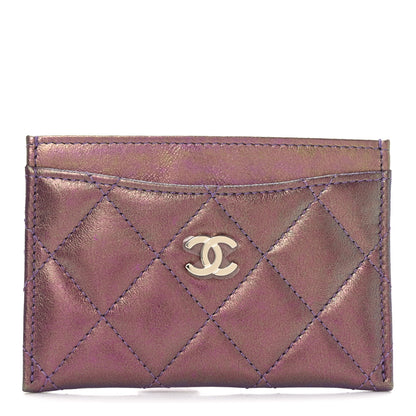 Chanel Iridescent Lambskin Quilted Card Holder Purple 1 of 11