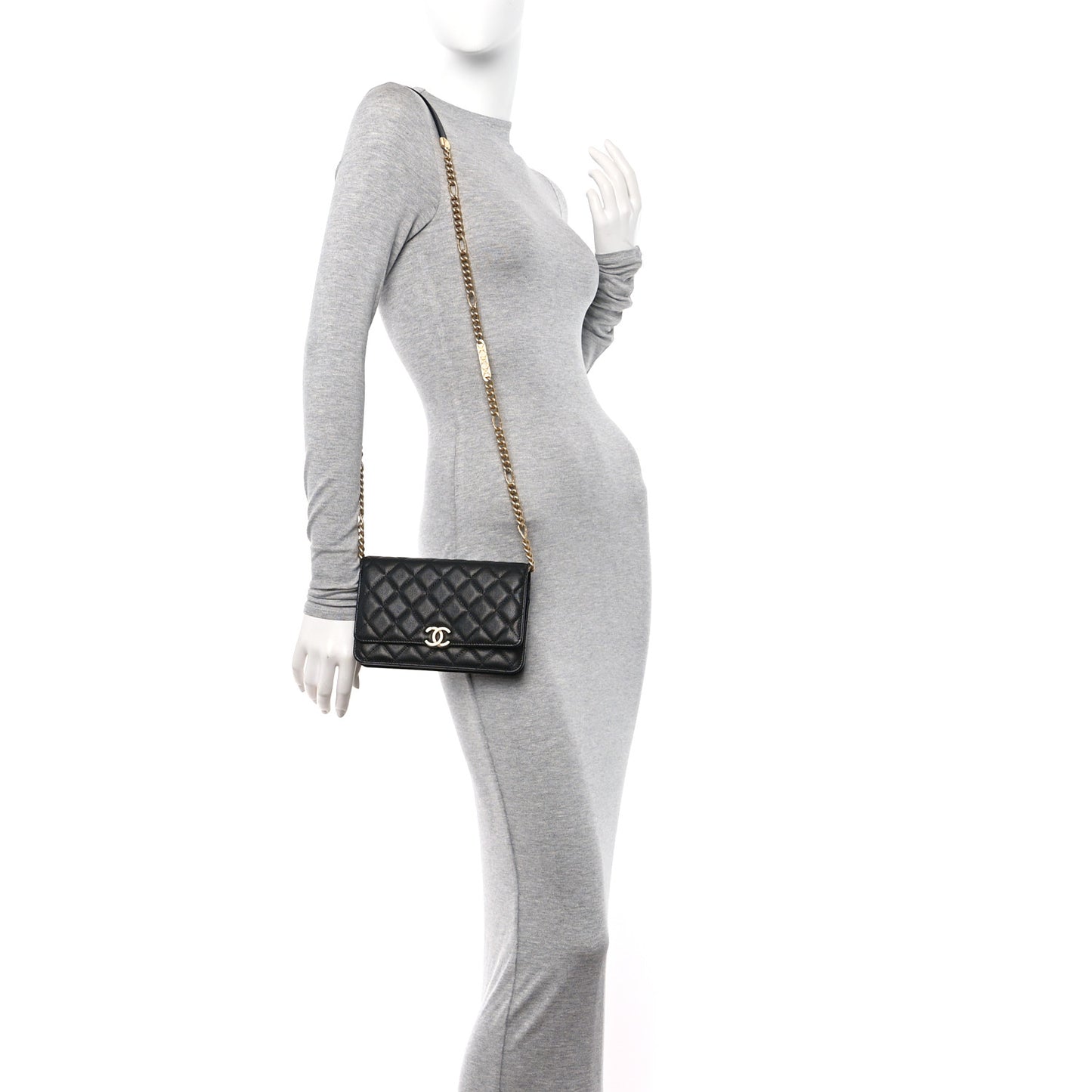 Caviar Quilted Bracelet On Chain Wallet On Chain WOC Black