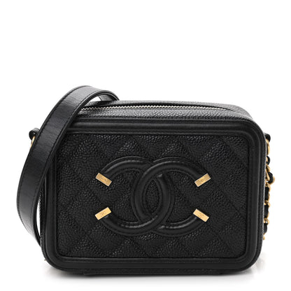 Chanel Caviar Quilted CC Filigree Vanity Clutch With Chain Black 1 of 11