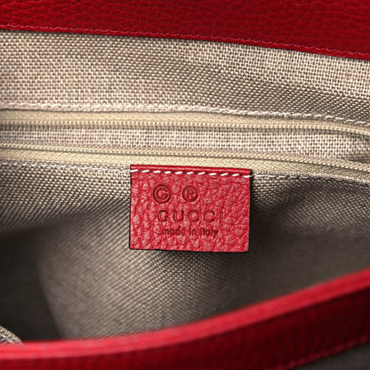 Gucci Dollar Calfskin Medium Interlocking G Top Handle Shoulder Bag Red 6 of 9
