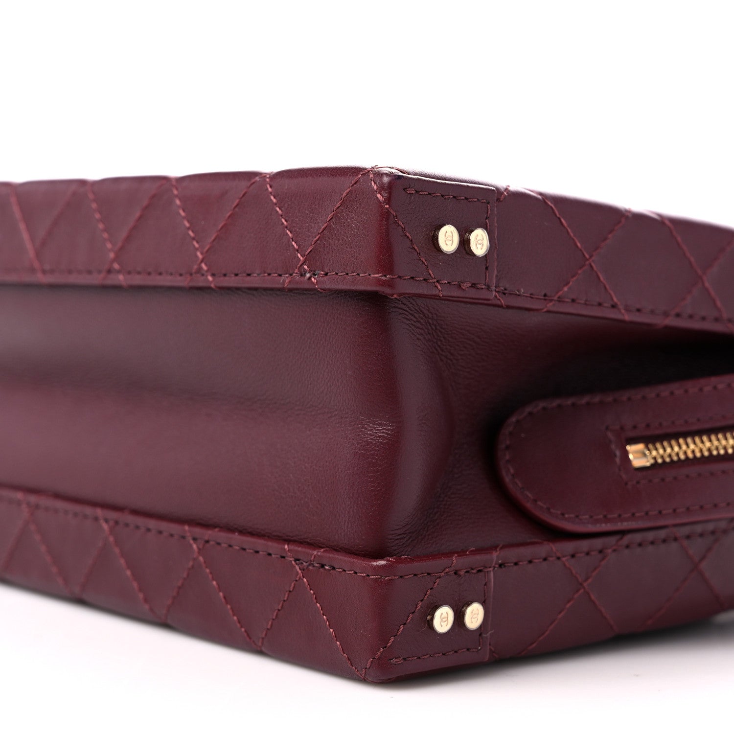 Chanel Calfskin Quilted Studded Square Vanity Case Burgundy 9 of 12