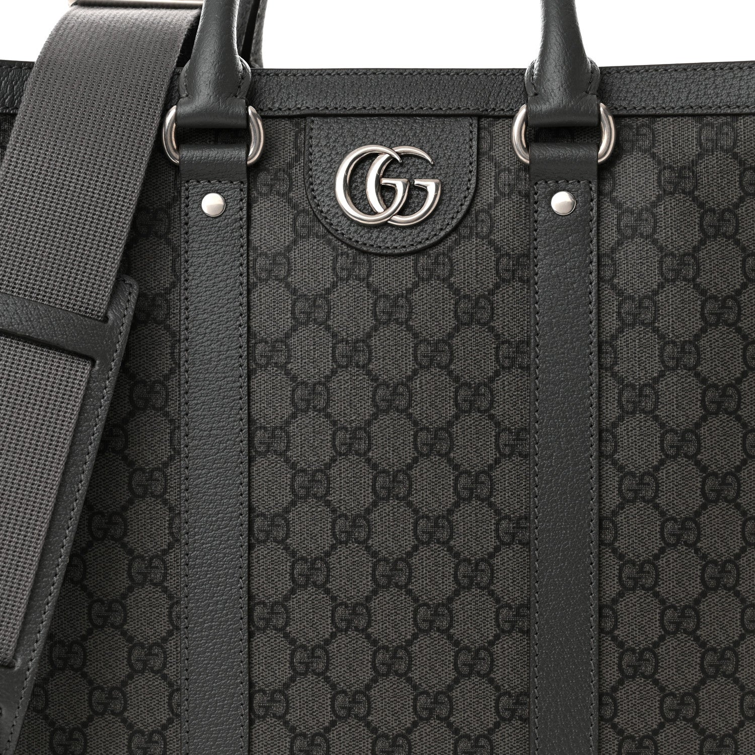 Gucci GG Supreme Monogram Textured Dollar Calfskin Medium Ophidia Tote Grey Black Graphite Grey 8 of 10