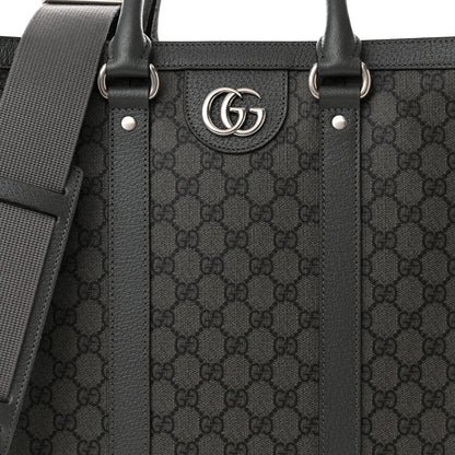 Gucci GG Supreme Monogram Textured Dollar Calfskin Medium Ophidia Tote Grey Black Graphite Grey 8 of 10