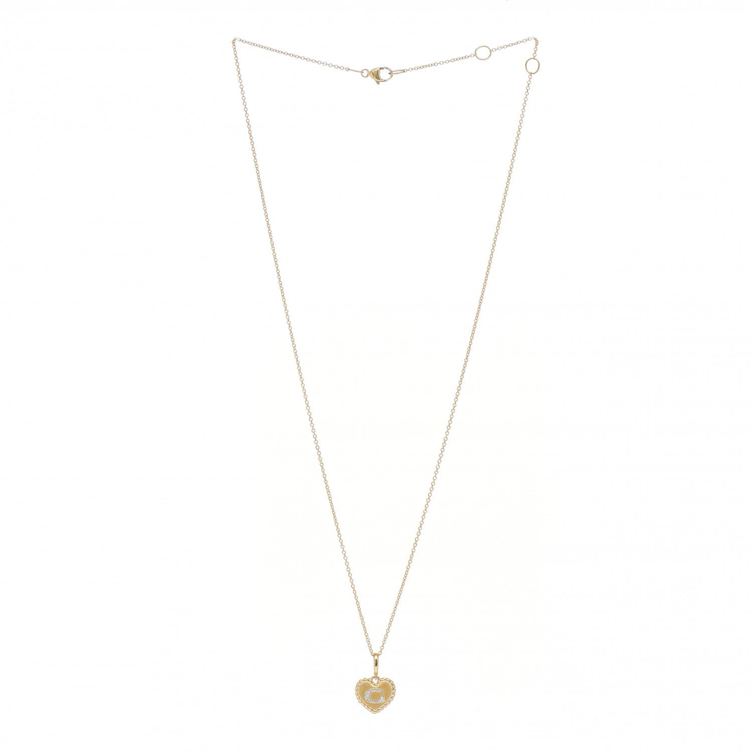 David Yurman 18K Yellow Gold Diamond Heart Initial G Charm Necklace 3 of 5