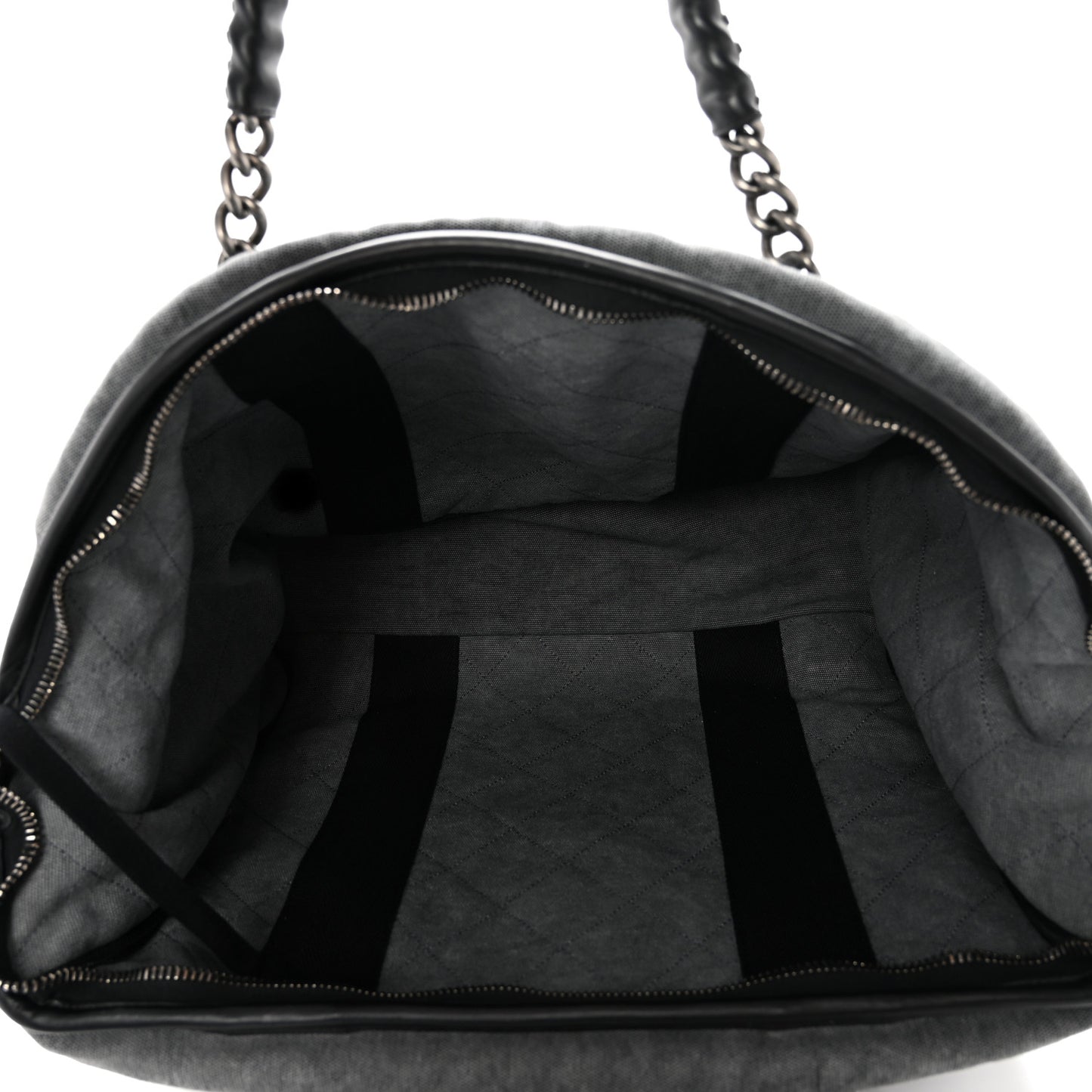 Washed Toile Calfskin Quilted Trolley Black
