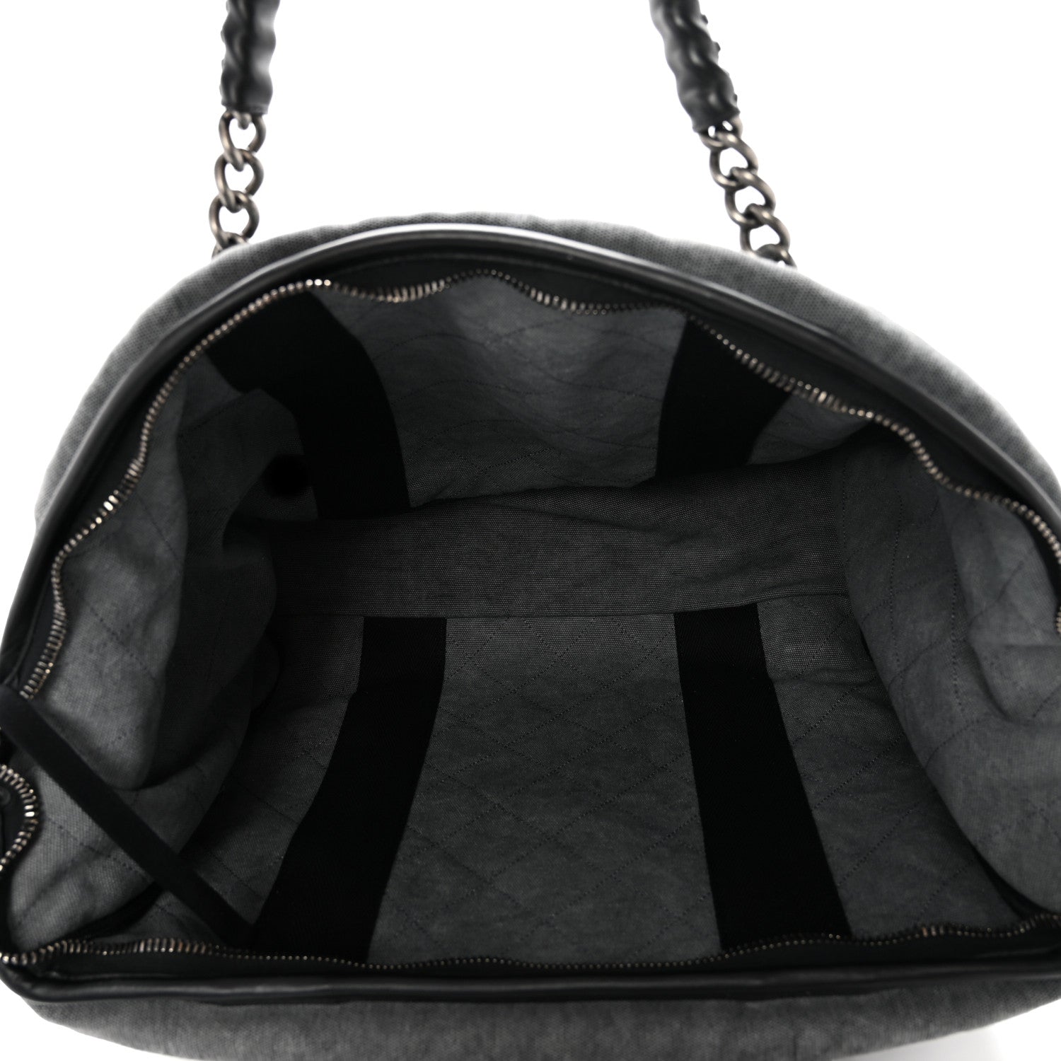 Chanel Washed Toile Calfskin Quilted Trolley Black 5 of 10