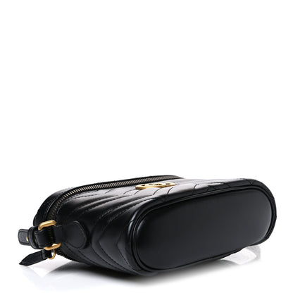 Gucci Calfskin Matelasse Small GG Marmont Vanity Cosmetic Case Black 4 of 10