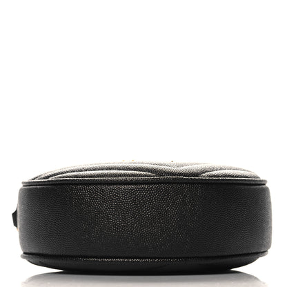 Saint Laurent Grain De Poudre Matelasse Chevron Quilted Round Vinyle Camera Bag Black 4 of 10