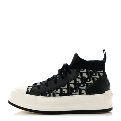 Christian Dior Technical Knit Calfskin Oblique Womens Walk'n Dior Mid Top Sneakers 38 Deep Blue 1 of 10