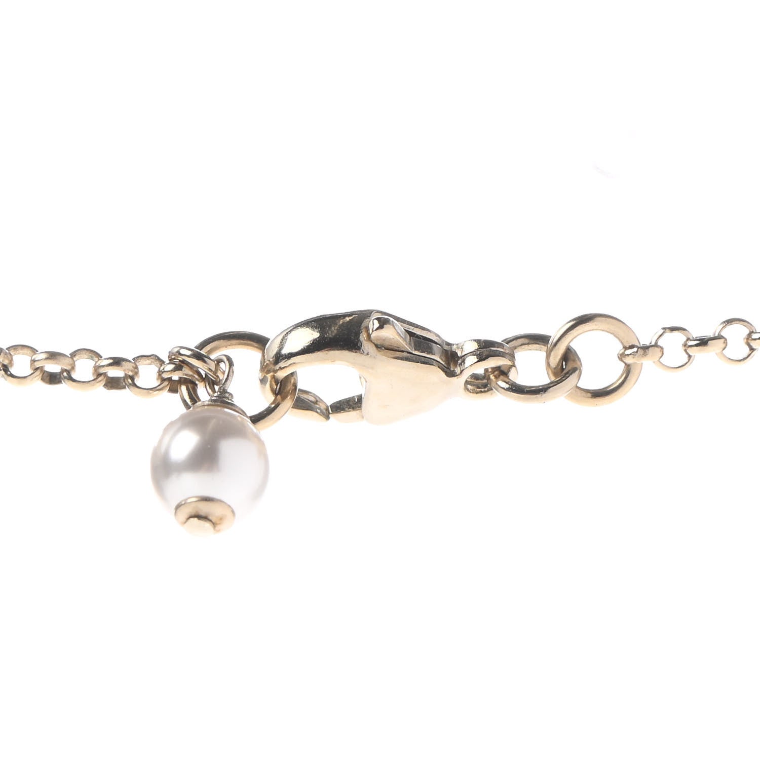 Chanel Crystal Pearl CC Pendant Necklace Gold Pink 5 of 8