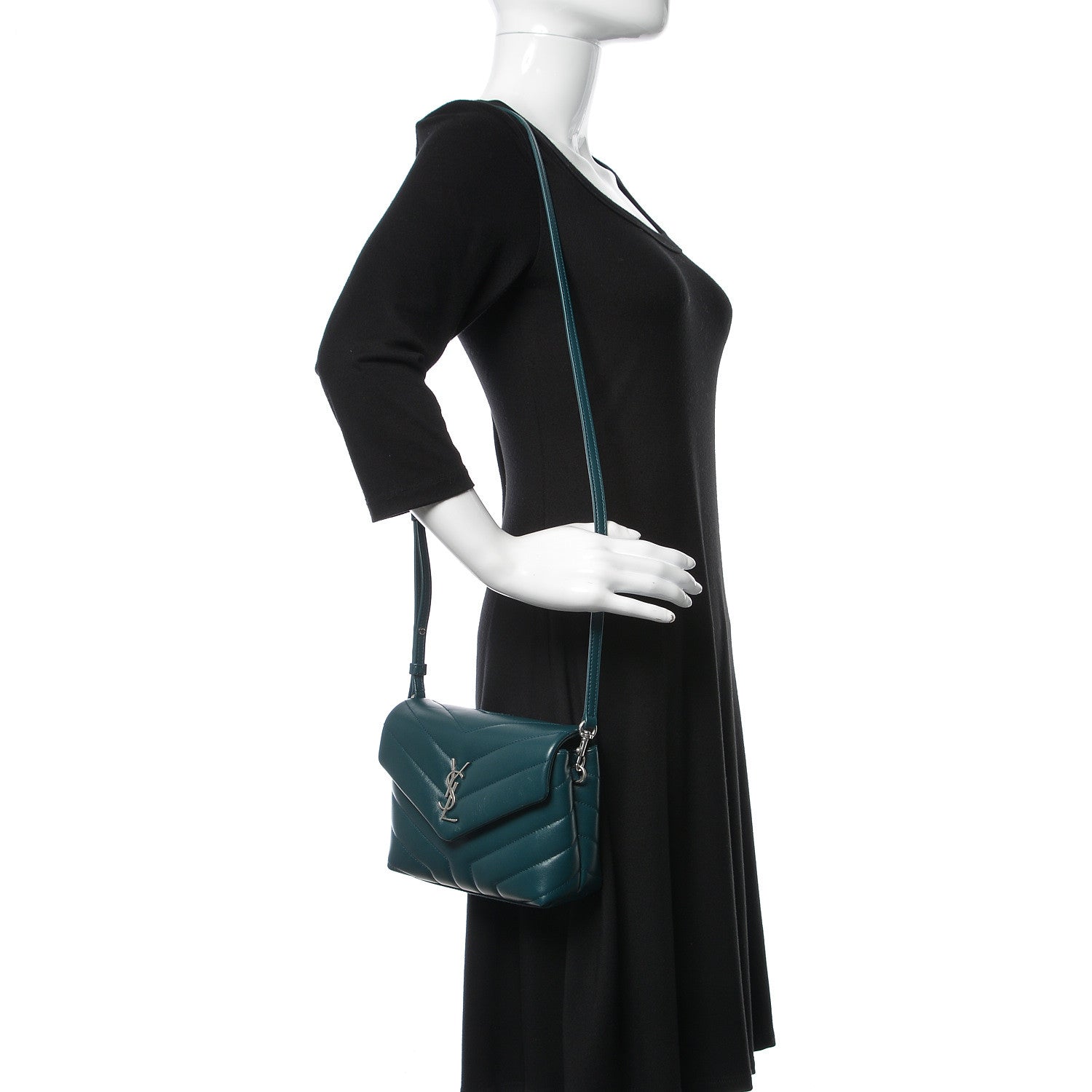 Saint Laurent Calfskin Y Quilted Monogram Toy Loulou Satchel Dark Turquoise 2 of 11
