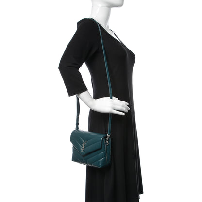 Saint Laurent Calfskin Y Quilted Monogram Toy Loulou Satchel Dark Turquoise 2 of 11