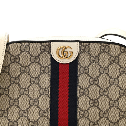Gucci GG Supreme Monogram Textured Calfskin Web Small Ophidia Camera Bag Beige Ebony Mystic White 8 of 11