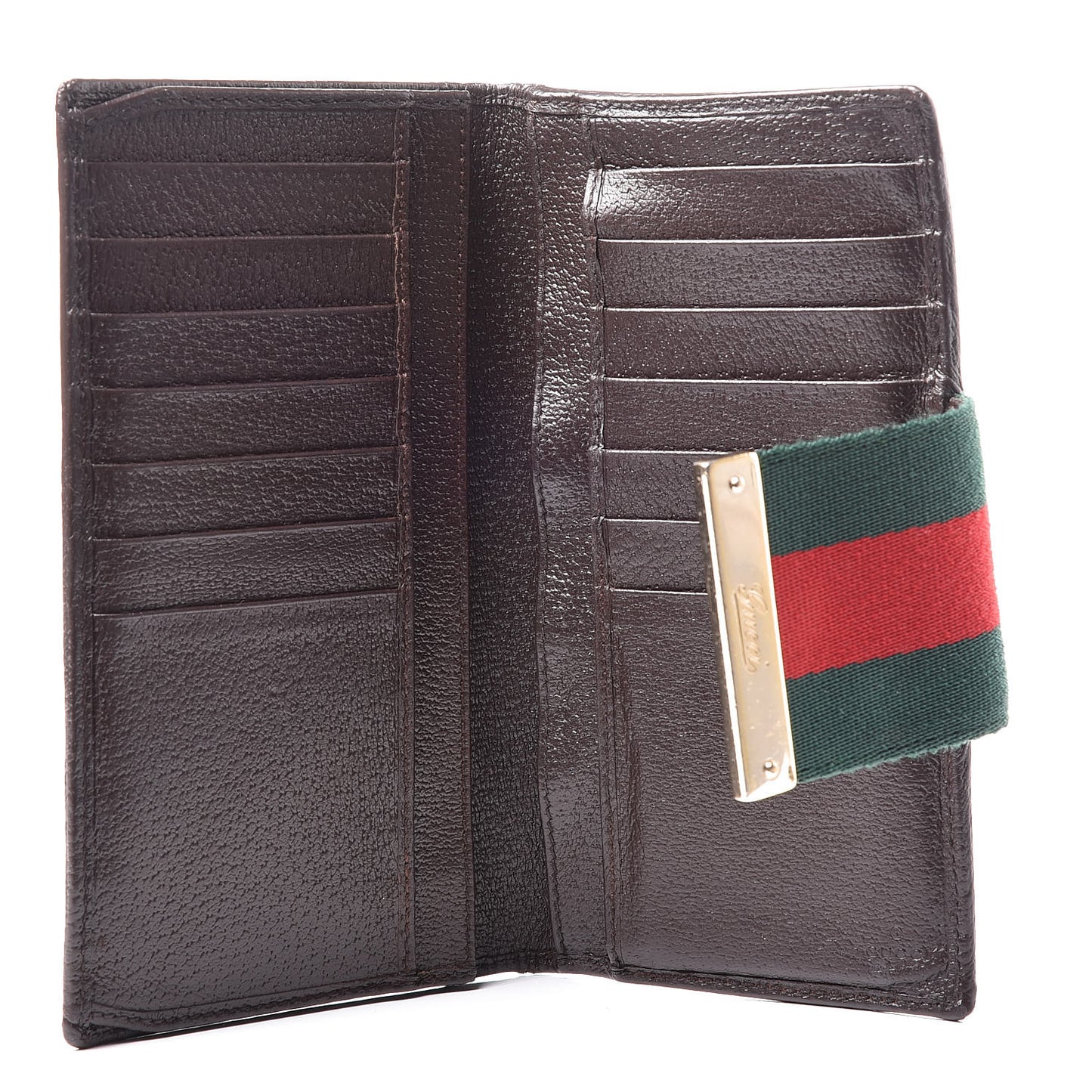Monogram Calfskin Ladies Web Continental Wallet Beige Ebony Cocoa