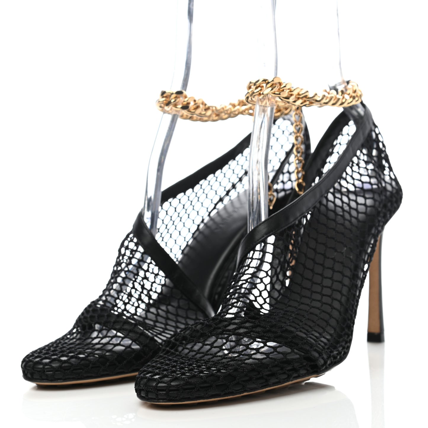 Mesh Nappa Chunky Chain Sandals 37.5 Black