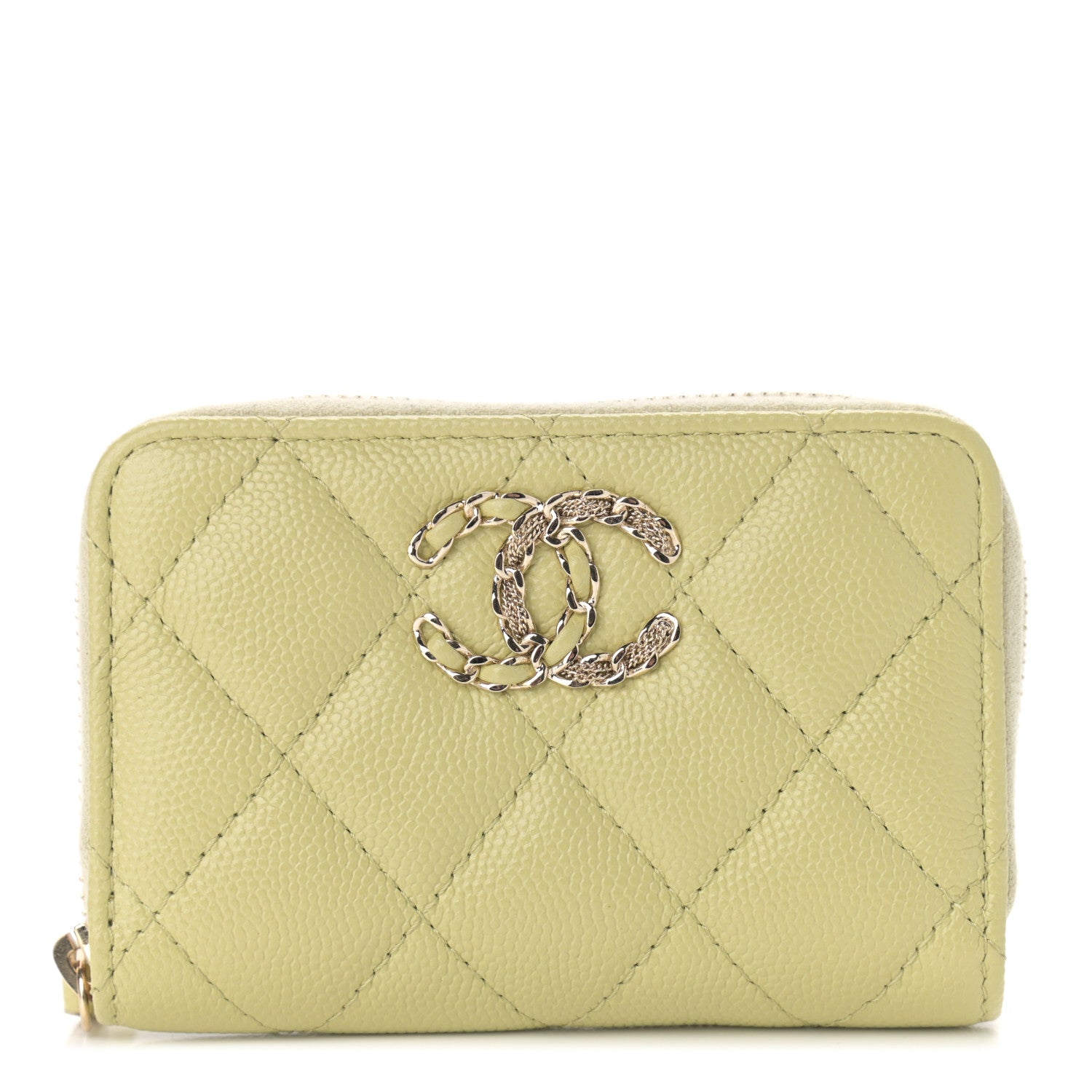 Chanel Caviar Quilted French New Wave Zip Coin Purse Light Green 1 of 7