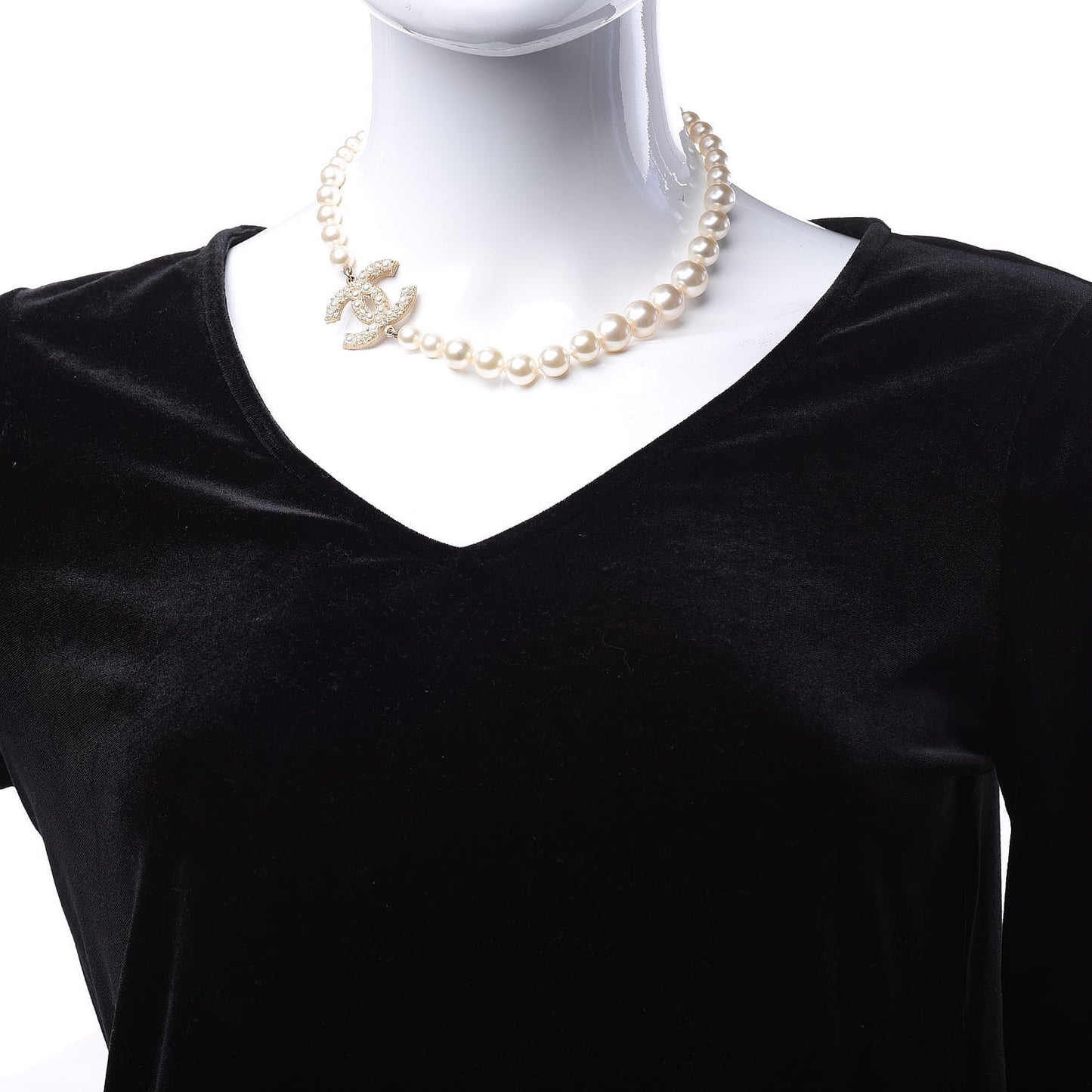 Pearl CC 100th Anniversary Necklace Light Gold
